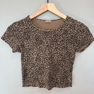 John Galt Leopard Print Cropped Top